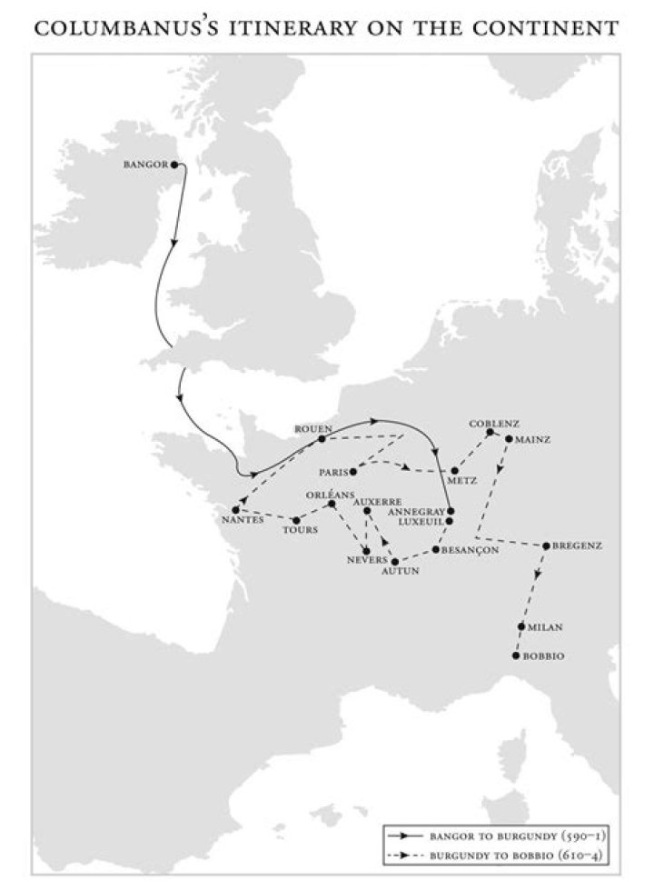 Where did st columbanus travel?